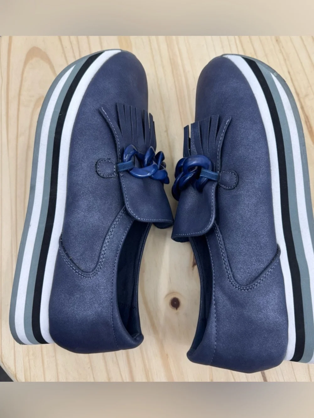 Coconuts by Matisse Bess Navy Blue Platform Loafer Sneakers Size 9M Preppy